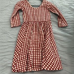 Stylish Red and White Grid Pattern Kids Dress